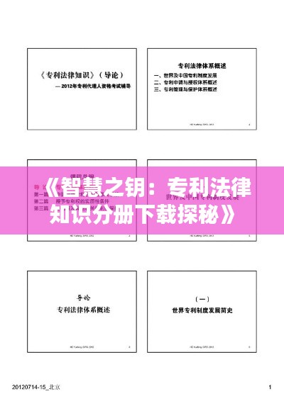 《智慧之钥:专利法律知识分册下载探秘》