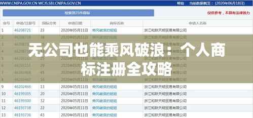 无公司也能乘风破浪:个人商标注册全攻略
