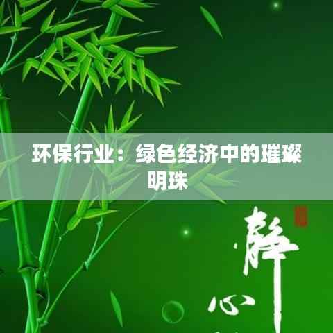 环保行业:绿色经济中的璀璨明珠