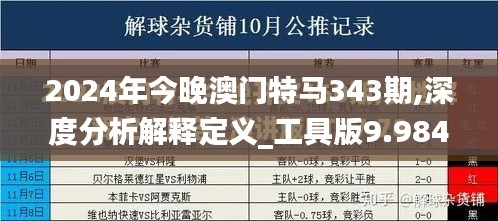 2024年今晚澳门特马343期,深度分析解释定义_工具版9.984