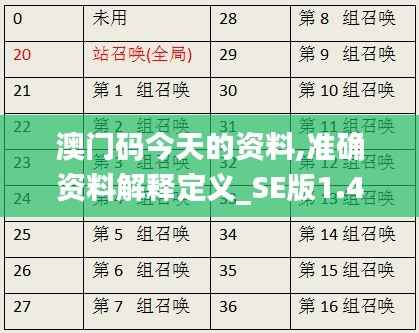 澳门码今天的资料,准确资料解释定义_SE版1.445