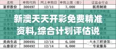 新澳天天开彩免费精准资料,综合计划评估说明_战略版9.374