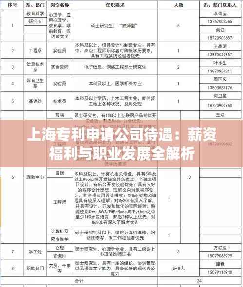 上海专利申请公司待遇:薪资福利与职业发展全解析