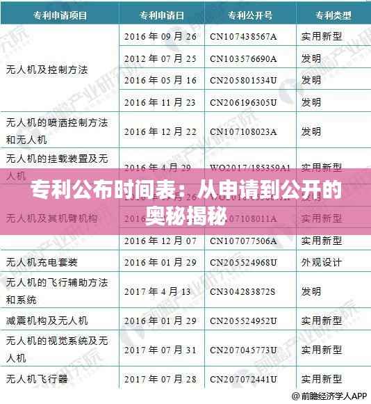 专利公布时间表:从申请到公开的奥秘揭秘
