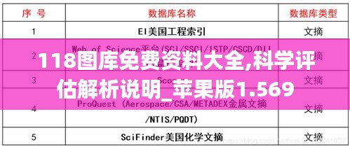 118图库免费资料大全,科学评估解析说明_苹果版1.569