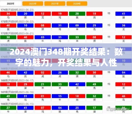2024澳门348期开奖结果:数字的魅力,开奖结果与人性的精彩碰撞