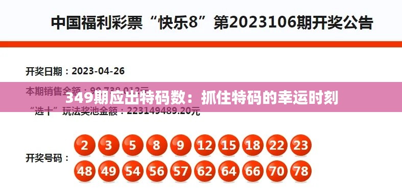 349期应出特码数:抓住特码的幸运时刻