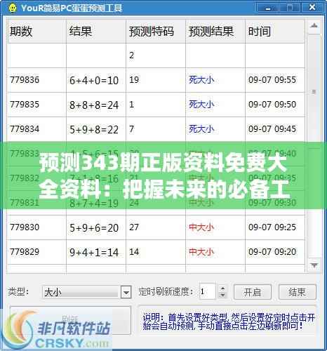 预测343期正版资料免费大全资料:把握未来的必备工具