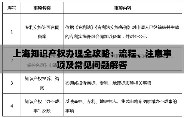 上海知识产权办理全攻略:流程、注意事项及常见问题解答