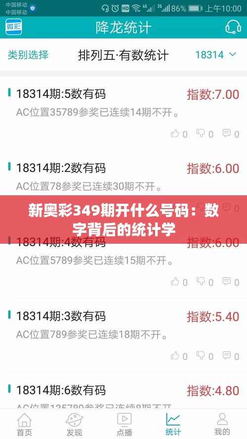 新奥彩349期开什么号码:数字背后的统计学