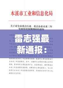 雷志强最新通报:揭秘重大进展与未来展望