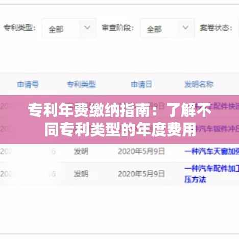 专利年费缴纳指南:了解不同专利类型的年度费用
