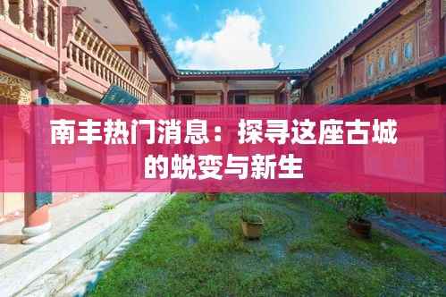 南丰热门消息:探寻这座古城的蜕变与新生