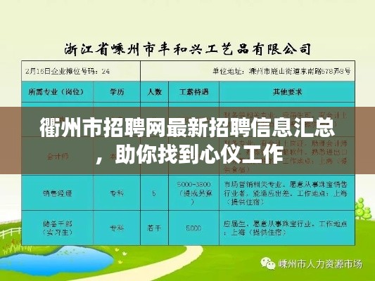 衢州市招聘网最新招聘信息汇总,助你找到心仪工作
