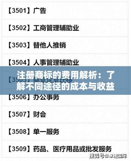 注册商标的费用解析:了解不同途径的成本与收益