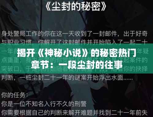 揭开《神秘小说》的秘密热门章节:一段尘封的往事
