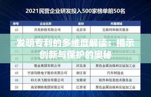 发明专利的多维度解读:揭示创新与保护的奥秘