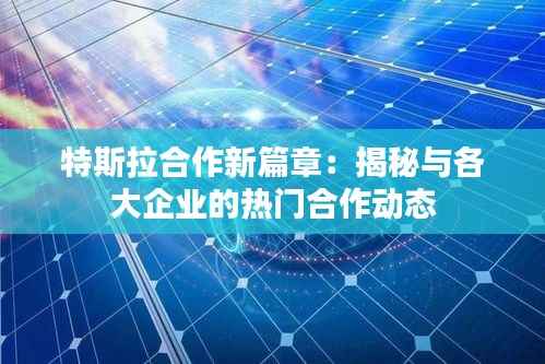 特斯拉合作新篇章:揭秘与各大企业的热门合作动态