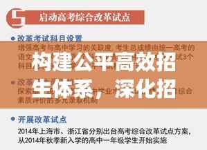 构建公平高效招生体系,深化招生制度改革落实