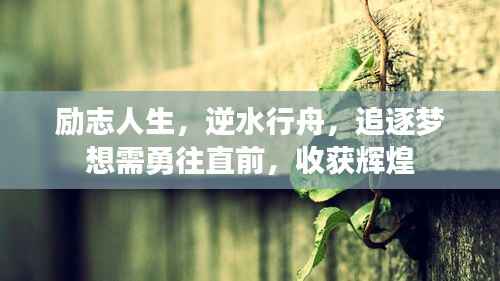 励志人生,逆水行舟,追逐梦想需勇往直前,收获辉煌