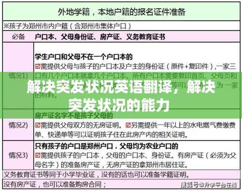 解决突发状况英语翻译,解决突发状况的能力
