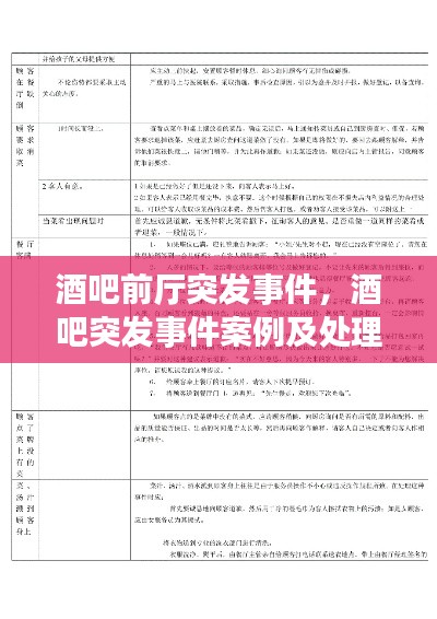 酒吧前厅突发事件,酒吧突发事件案例及处理方法