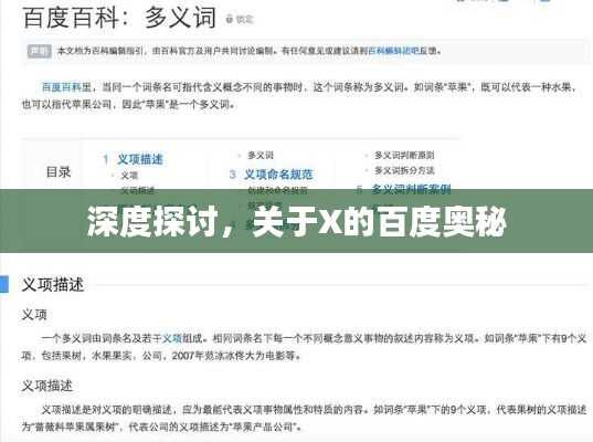 深度探讨,关于X的百度奥秘