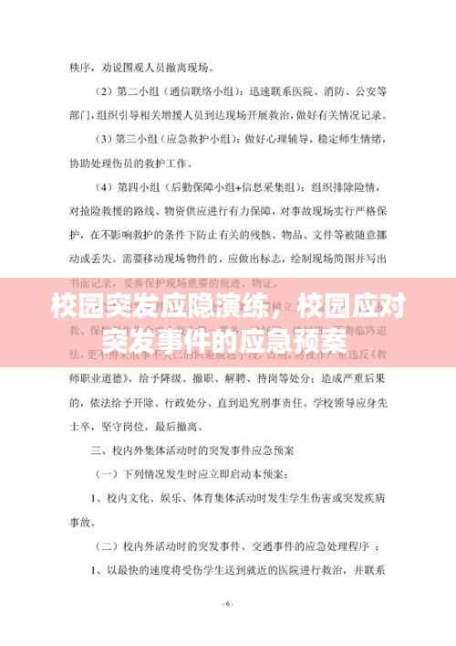 校园突发应隐演练,校园应对突发事件的应急预案