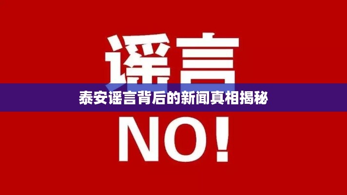 泰安谣言背后的新闻真相揭秘