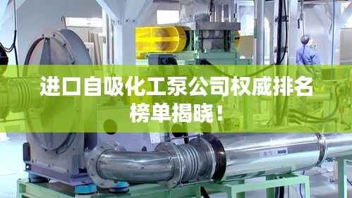 进口自吸化工泵公司权威排名榜单揭晓!