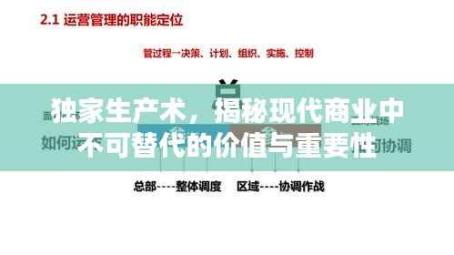 独家生产术,揭秘现代商业中不可替代的价值与重要性
