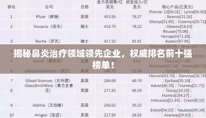揭秘鼻炎治疗领域领先企业,权威排名前十强榜单!