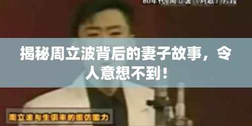 揭秘周立波背后的妻子故事，令人意想不到！
