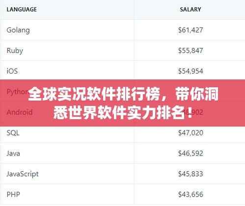 全球实况软件排行榜,带你洞悉世界软件实力排名!