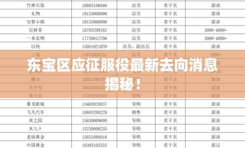 东宝区应征服役最新去向消息揭秘!