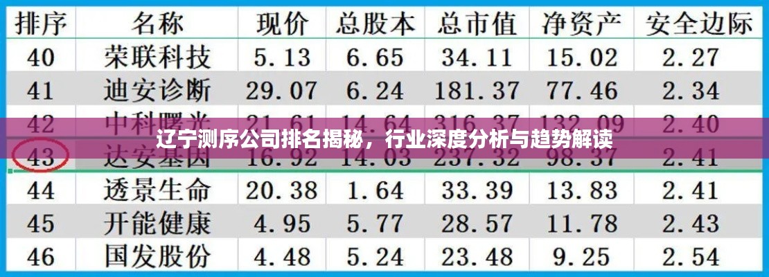 辽宁测序公司排名揭秘,行业深度分析与趋势解读