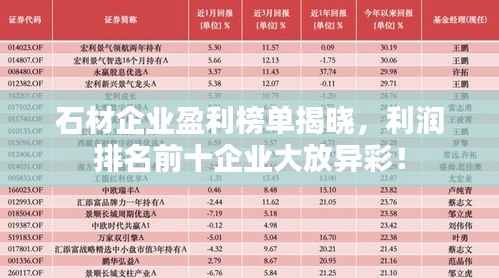 石材企业盈利榜单揭晓,利润排名前十企业大放异彩!