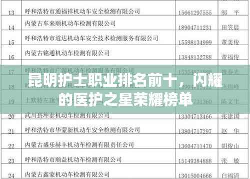 昆明护士职业排名前十,闪耀的医护之星荣耀榜单