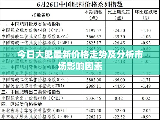 今日大肥最新价格走势及分析市场影响因素
