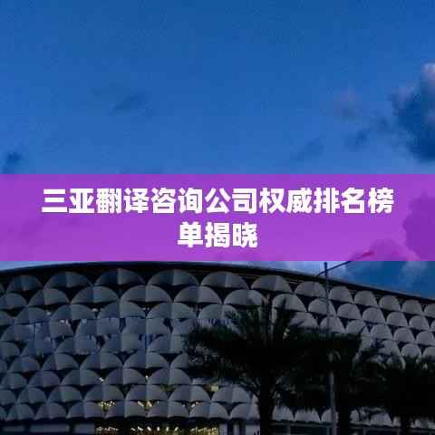 三亚翻译咨询公司权威排名榜单揭晓