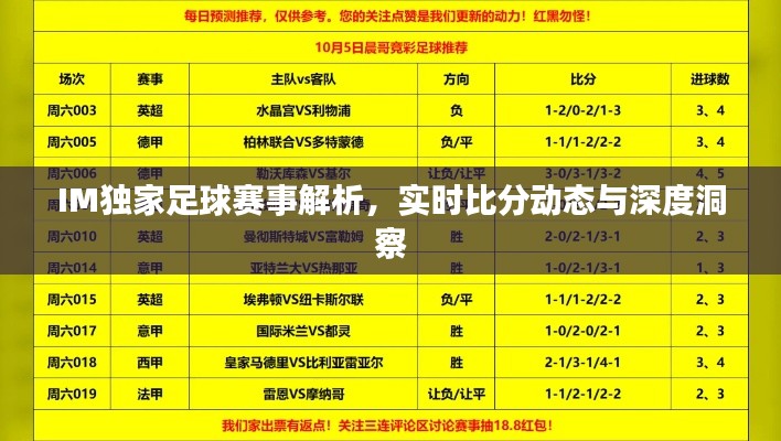 IM独家足球赛事解析,实时比分动态与深度洞察