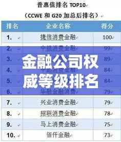 金融公司权威等级排名榜单揭秘，行业权威榜单一网打尽！