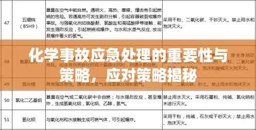 化学事故应急处理的重要性与策略，应对策略揭秘