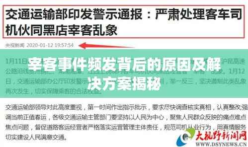 宰客事件频发背后的原因及解决方案揭秘