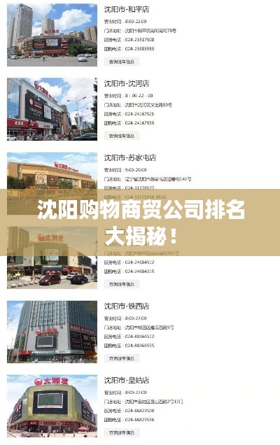 沈阳购物商贸公司排名大揭秘!