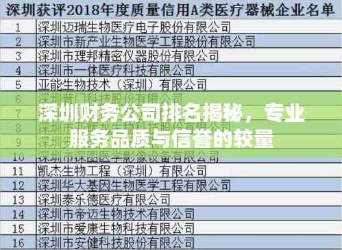 深圳财务公司排名揭秘,专业服务品质与信誉的较量