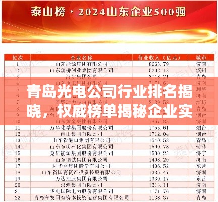 青岛光电公司行业排名揭晓,权威榜单揭秘企业实力地位